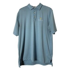 Peter Millar Polo Shirt Sz L Blue Striped Summer Comfort‎ Old Memorial Golf Club